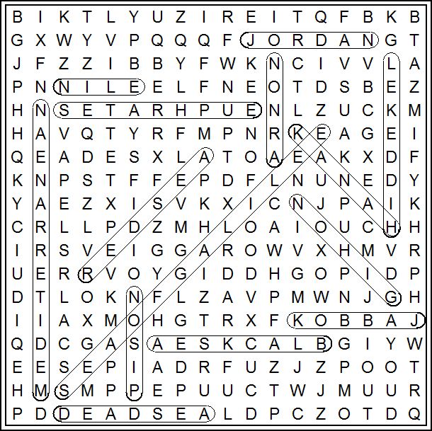 Answers to waterway puzzle